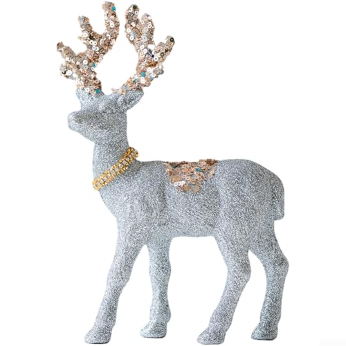 Glitzer- und Samt-Beflockung Rentier-Ornament entworfen für Urlaub Heimdekoration auf Tischen und für Fensterbänke, 1/2 Stück (F) von UrbanHui