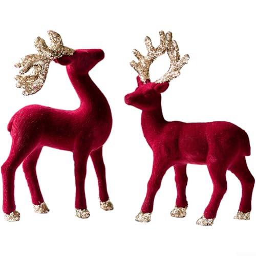 Glitzer- und Samt-Beflockung Rentier-Ornament entworfen für Urlaub Heimdekoration auf Tischen und für Fensterbänke, 1/2 Stück (G) von UrbanHui