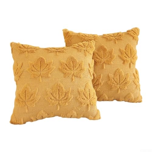 Herbstblatt-Design, 2er-Set, weicher Kunstmantel-Stoff für saisonale Heimdekoration, Polyester-Material (gelb) von UrbanHui
