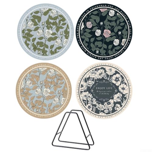 Kleine runde Untersetzer für Esstische, rutschfeste Polyester-Pads mit Untersetzer-Ständer von UrbanHui