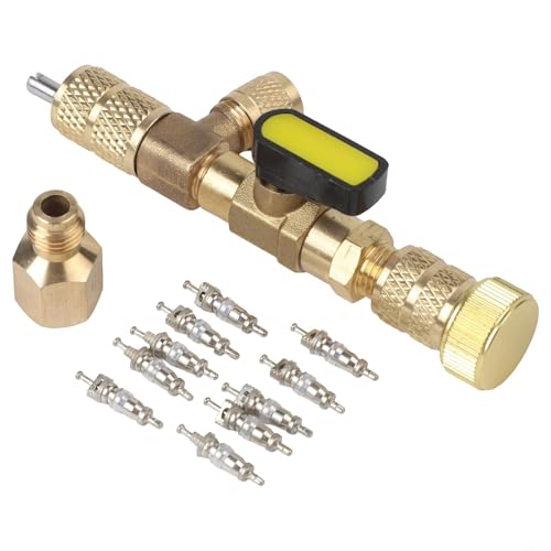 Kohlenstoffstahl HVAC Ventilkernentferner Installateur Dual Size Klimaanlage Leitung Reparatur Werkzeug R410A R32 R22 R134A Gelb auslaufsicher (B) von UrbanHui