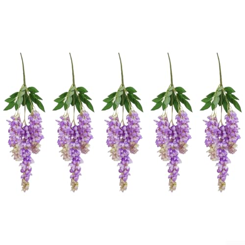 Künstlicher Glyzinien-Blumenzweig für Zuhause und Hochzeit, 60 cm Stoffblumen mit Farbverlauf, für Innen- und Außendekorationen (lila) von UrbanHui