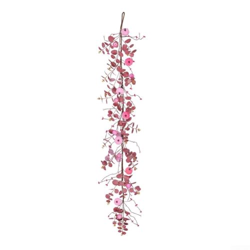 Kürbisranken-Girlande, künstliche Herbstdekoration, gelb, rosa, lang, 150–155 cm, Kunststoffstoffe für Thanksgiving, Halloween, Hochzeit, Kaminsims, Tür, Tisch, 1 Stück (rosa) von UrbanHui