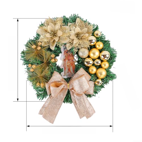 LED-Weihnachtskranz mit roter Schleife, entworfen für Tür und Fenster, mit Kunststoff- und Drahtrahmen, 1 Stück (C-30 cm) von UrbanHui