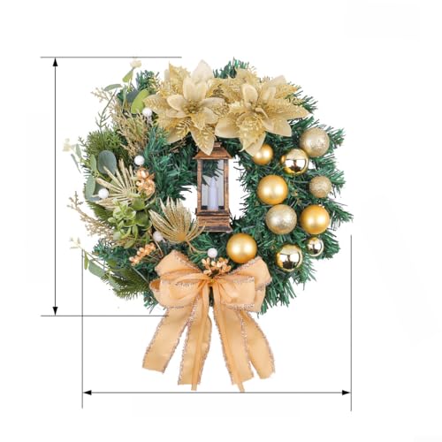 LED-Weihnachtskranz mit roter Schleife, entworfen für Tür und Fenster, mit Kunststoff- und Drahtrahmen, 1 Stück (G-30 cm) von UrbanHui