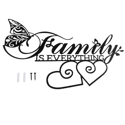 Metall-Wandkunst mit Familienzitat für Heimdekoration, Eisen-Wandbehang, geeignet für Schlafzimmer, Küche, Wohnzimmer, Ausschnitt-Design mit vorgebohrten Löchern für einfache Einrichtung Metall-Wandkunst mit Familienzitat für Heimdekoration, Eisen-Wandbehang, geeignet für Schlafzimmer, Küche, Wohnzimmer, Ausschnitt-Design mit vorgebohrten Löchern für einfache Einrichtung von UrbanHui