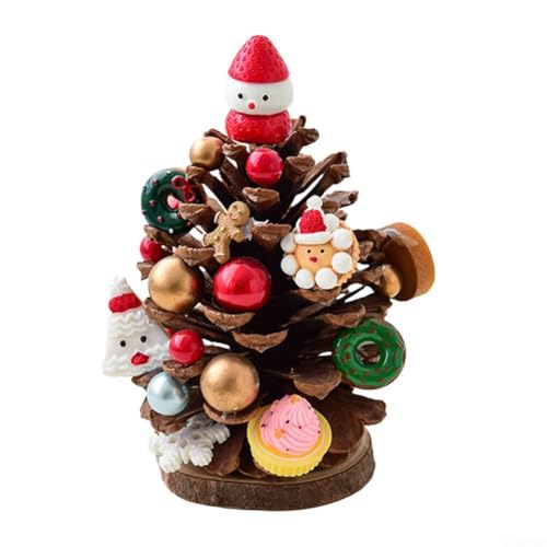 Mini-Tannenzapfen, handgefertigt, Tischdekoration, natürliches Holz, Dekoration für festliche Heim- und Büroumgebungen, 1 Stück (Schneemann) von UrbanHui