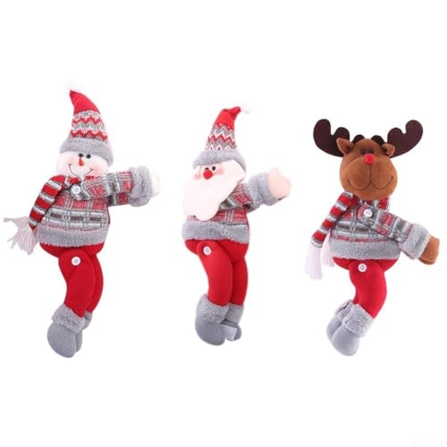 Plush Santa Curtain Tiebacks Set of 3 Christmas Window Decorations Soft Fabric Festive Holiday Accents Whimsical Style Lightweight Easy Hanging for Home Living Room Kids Safe von UrbanHui