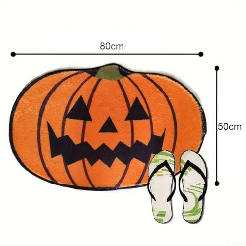 Rutschfeste Halloween-Kürbis-Teppiche mit Kaschmir-Imitat, perfekte Ergänzung für saisonale Heimdekoration (50 x 80 cm) von UrbanHui
