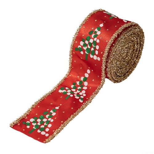 Scallion printed For Christmas ribbons made from fabric and wire, perfect for holiday wreath decorations, wrapping, and floral arrangements (red) von UrbanHui