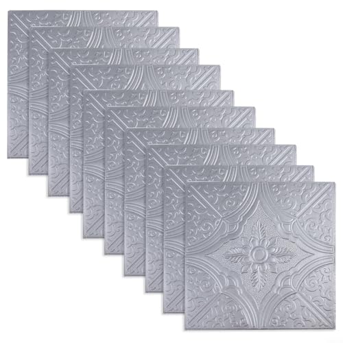 Schaumstoff-Aufkleber zur Geräuschreduzierung, 10 Stück, Fliesen, Ziegelplatte, einfache Installation, sicheres Material (Silber) von UrbanHui