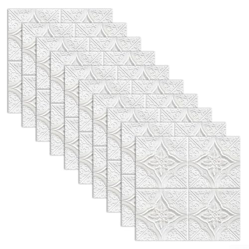 Schaumstoff-Aufkleber zur Geräuschreduzierung, 10 Stück, Fliesen, Ziegelplatte, einfache Installation, sicheres Material (weiß) von UrbanHui