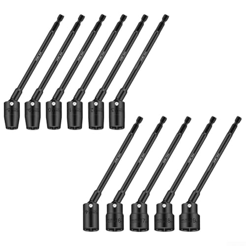UrbanHui 150 mm 1/4 Zoll Sechskantschaft Steckschlüsseladapter für Schlagschrauber 360 Grad drehbares Werkzeug H8-H19 (12 mm) von UrbanHui