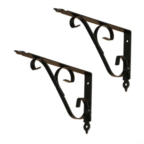 UrbanHui 2 Stück Metall schwebende Regalhalterungen Heavy Duty Wandmontage Eisen Unterstützung für Küche, Garage, Speisekammer Lagerung Hardware (schwarz) von UrbanHui