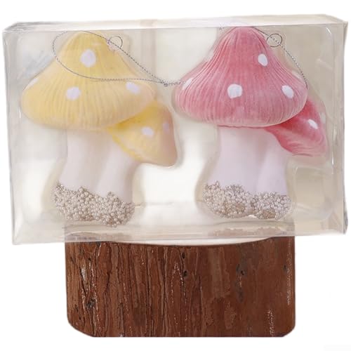 UrbanHui 2 x Weihnachtspilz-Ornamente mit detaillierten Texturen und goldenem Glitzer, geeignet für Baum oder Tischplatte, aus Kunststoff für langfristige Präsentation (A) von UrbanHui