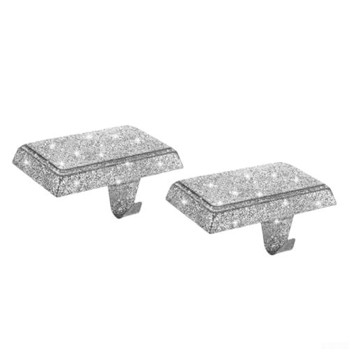 UrbanHui 2 x glitzernde Weihnachtsstrumpf-Halter, stabile Strumpfhaken, Metall-Weihnachtsstrumpf-Aufhänger rutschfest für Tische, Fenster, Kamin, Heimdekoration (Silber) von UrbanHui