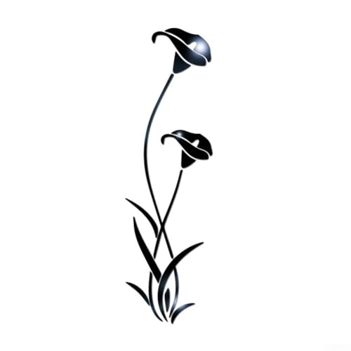 UrbanHui 3D-Spiegel-Blumen-Wandaufkleber, entfernbar, Acryl, Wandaufkleber, Heimdekoration, Silber, Gold, Schwarz, 1000 x 290 mm (schwarz) von UrbanHui