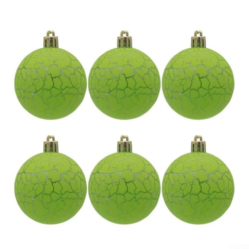 UrbanHui 6 Stück Crackle Weihnachtsbaum Ornamente 8 cm Weihnachten dekorative Kugeln festliche hängende Kugeln für Weihnachten Urlaub Hochzeit Party Zuhause (grün) von UrbanHui