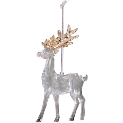 UrbanHui Acryl-Weihnachtsschmuck mit funkelndem Glitzer, transparente Hängedekorationen, geeignet für Baum und saisonale Heimdekoration (stehender Hirsch) von UrbanHui