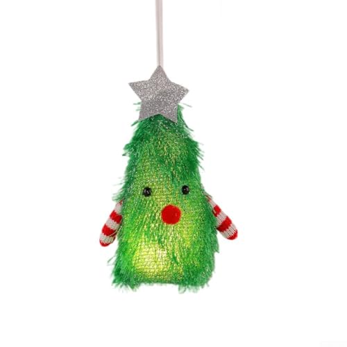 UrbanHui Batteriebetriebener Plüschbaum, LED-Hängeornament für Urlaubsdekoration, mit weichem Stoff und festlicher Beleuchtung (grün) von UrbanHui