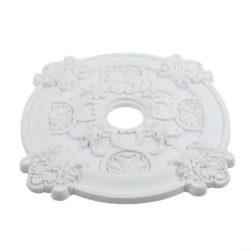 UrbanHui Deckenleuchtenabdeckung 39 cm mit Deckenrosette – PU runde dekorative Deckenventilatorabdeckung für Lampe, weiß UrbanHui Deckenleuchtenabdeckung 39 cm mit Deckenrosette – PU runde dekorative Deckenventilatorabdeckung für Lampe, weiß von UrbanHui