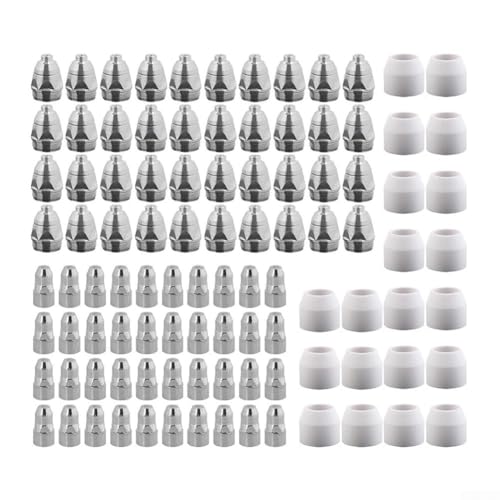 UrbanHui Elektrodenspitzen-Becher-Verbrauchsmaterialien für Amico Power APC-70HF 70 Amp Plasmaschneider, Teile, Kupferdüsen und Zubehör-Set für P-80 Taschenlampe (30 Stück, 1,3 mm Kit) von UrbanHui