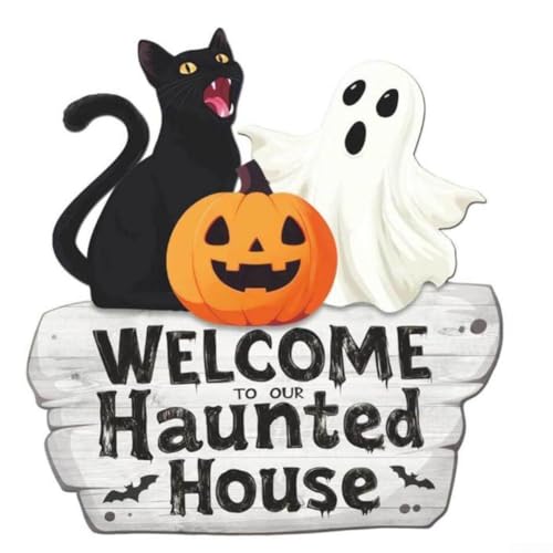 UrbanHui Halloween Geister Katze Wandaufkleber Hängende Urlaub Party Garagentor Dekoration Wasserdicht Abnehmbare Cartoon Decals für Home Office Klassenzimmer (D) von UrbanHui