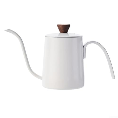 UrbanHui Kaffeekessel für den Heimgebrauch, 304 Edelstahl-Konstruktion mit langem schmalem Ausguss für gleichmäßiges Ausgießen (M-weiß, 350 ml) von UrbanHui