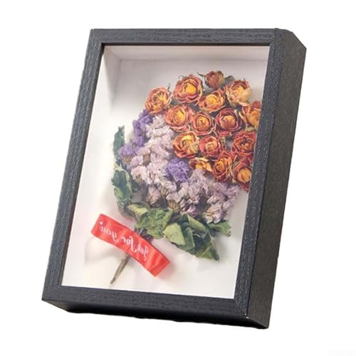 UrbanHui Kreativer 3D-Pflanzenrahmen aus Holz, für Fotos, Heimdekoration, Wandkunst, 15 x 20 cm, Weiß / Schwarz / Naturwalnuss (schwarz) von UrbanHui