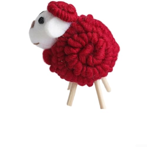 UrbanHui Kreatives Nadelfilz-Bastelset mit handgefertigten Schaf-Dekorationen aus Vliesstoff für festliche Bastelarbeiten (rot) von UrbanHui