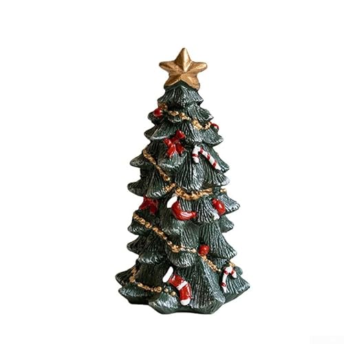 UrbanHui Kunstharz-Weihnachtsbaum-Schreibtisch-Ornamente, schneebedeckte Miniatur-Bäume für Zuhause, Büro, festliche Dekoration (Mitte) von UrbanHui