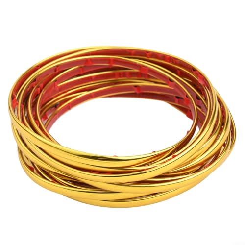 UrbanHui PVC-Eck-Naht-Aufkleber, 0,8 cm x 5 m, Wandkante, Zierstreifen, Hochglanz, 3D-Finish, verstellbares Design für Innen- und Außenecken, Fliesenverkleidung (Gold) von UrbanHui
