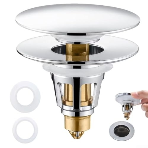 UrbanHui Pop-Up-Waschbeckenstöpsel mit Abflusssieb, Messingbounce Core Push-Typ-Ablaufstopfen, geeignet für 28 mm bis 40 mm, allgemeiner Waschbeckenstöpsel Ersatz für Badezimmer UrbanHui Pop-Up-Waschbeckenstöpsel mit Abflusssieb, Messingbounce Core Push-Typ-Ablaufstopfen, geeignet für 28 mm bis 40 mm, allgemeiner Waschbeckenstöpsel Ersatz für Badezimmer von UrbanHui
