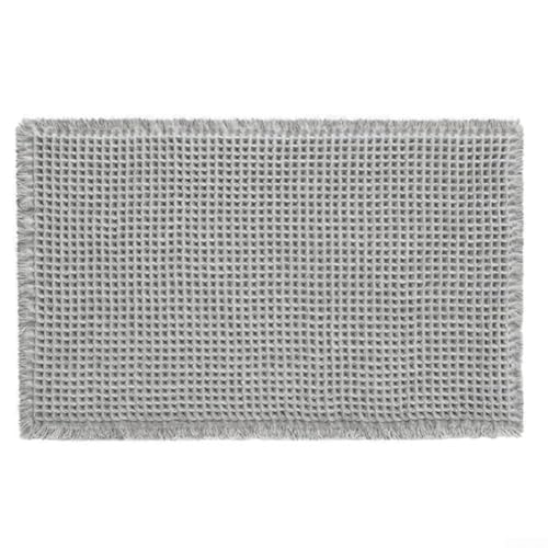 UrbanHui QuickDry saugfähiger Badezimmerteppich mit rutschfester Unterseite für Sicherheit, weiche Textur unter den Füßen, verstärkt durch stilvollen Quastenbesatz, geeignet für mehrere Räume (grau von UrbanHui