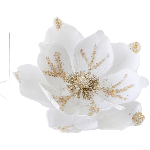 UrbanHui Realistische 24 cm große Plüsch-Weihnachtsblume mit weicher Samtstruktur und Stoffmaterial für festliche Präsentationen (weiß) von UrbanHui