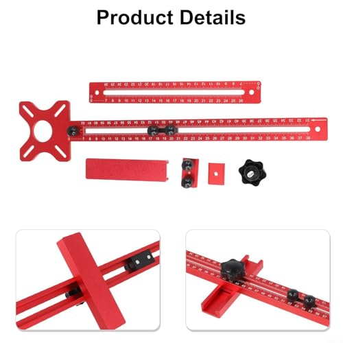 UrbanHui Router Fräsrillenhalterung Aluminiumlegierung Schrank Hardware Jig Punch Tool für Holzbearbeitungsbretter Schnellspanner Abnehmbare Basis Rot Metrisch (B) von UrbanHui