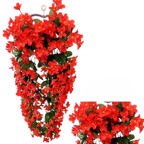 UrbanHui Seidenblumen-Girlande zum Aufhängen, künstliche Efeu, Hochzeit, Zuhause, Party, Dekoration, 85 cm, mehrfarbig (rot) von UrbanHui