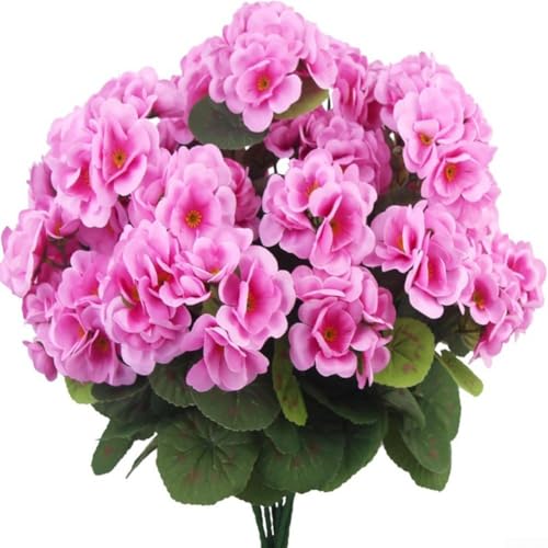 UrbanHui Simulation Begonia Flower Home Living Room Geranium Silk Flower Artificial Floral Arrangement Realistic Decoration Crabapple Bonsai Plant (Dark Pink) von UrbanHui