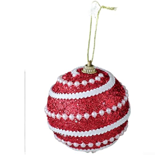 UrbanHui Spiralförmige Schaumstoffkugel zum Aufhängen, 8 cm, für Weihnachtsbaum, Innendekoration, leichtes Kunststoffmaterial (rot) von UrbanHui