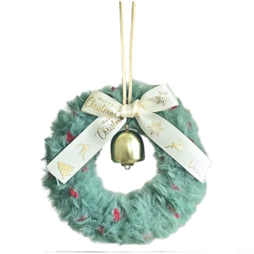 UrbanHui Urlaubskranz zum Aufhängen mit Glocke und Schleifen-Akzenten, romantischer Stil für Tür und Fenster (EJ0209S – Grün) von UrbanHui