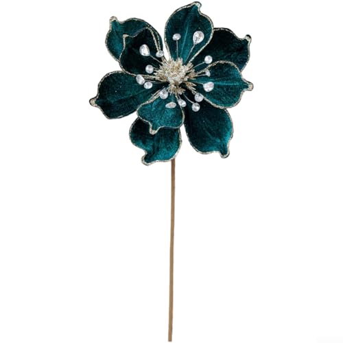 UrbanHui Weicher Flanell-Magnolien-Weihnachtsbaumschmuck mit modernem künstlerischem Design für Ferienhaus und Partys, um natürlichen Blumencharme hinzuzufügen (grün) von UrbanHui