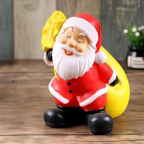 UrbanHui Weihnachtsfiguren-Kollektion aus Kunstharz mit Weihnachtsmann, Schneemann, Rentier und Baum für Kaminsims, Tischplatte oder als Urlaubsszenen-Dekoration (großes Gelb) von UrbanHui