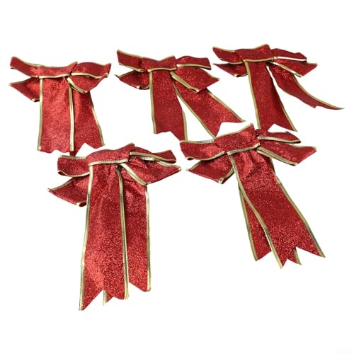 UrbanHui Weihnachtsschleifendekoration, 25 cm, Glitzer-Puderschleifen für Baumschmuck, Weihnachtsdekoration, saisonale Dekoration (rot) von UrbanHui