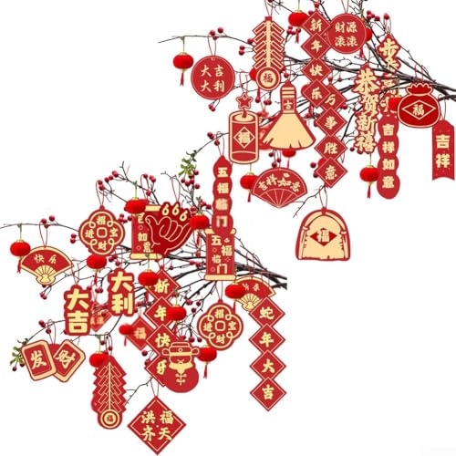Verschönern Sie den festlichen Look Ihres Hauses mit 42 lebhaften chinesischen Neujahrsdekorationsanhängern (A) von UrbanHui
