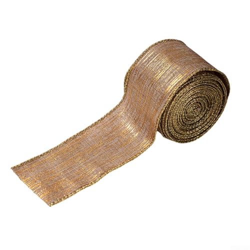 Weihnachtsband, Leinen, Drahtrand, Juteband, flexibel, rustikal, Schleife, Handwerk für Kranz, Baum, Geschenkverpackung, Girlande, Tisch, Urlaub, rustikal, natürlich, 5 cm x 5 m (B) von UrbanHui