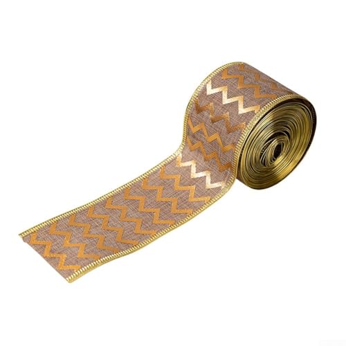 Weihnachtsband, Leinen, Drahtrand, Juteband, flexibel, rustikal, Schleife, Handwerk für Kranz, Baum, Geschenkverpackung, Girlande, Tisch, Urlaub, rustikal, natürlich, 5 cm x 5 m (C) von UrbanHui