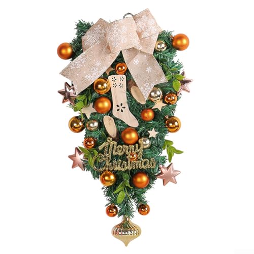 Weihnachtsbaum-Hängeornament mit Schleife und Ranken-Akzenten für Fenster und Tür, saisonale Dekoration von UrbanHui