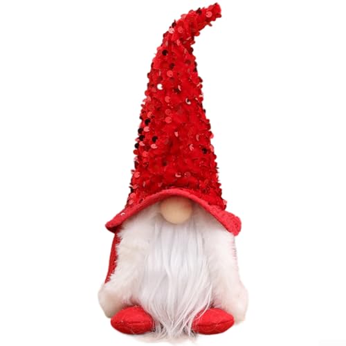 Weihnachtsbaum-LED-Ornament mit klassischem Weihnachtsmann-Design, aus weichem Stoff für die Weihnachtszeit (rot) von UrbanHui