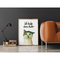 Kater, Lustige Katze, Fuchs Poster, 29, 7 X 42 cm, Crzy Cat, Wohnkultur, Housewarminggeschenk, Urbanjunglestories, Kunstdruck, Home Deco von UrbanJungleStories