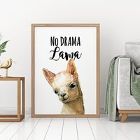 Lama, 29, 7x42 cm, Lama Dekor, Alpaka Poster, Kunstdruck, Kinderzimmer Farbe Tier Drucke, Poster von UrbanJungleStories